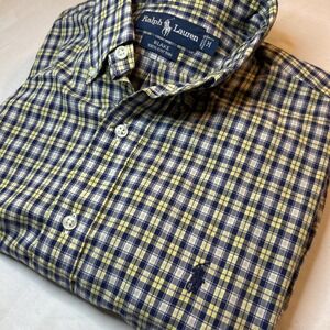 Ralph Lauren Short Sleeve Button Down Size Medium Blake Blue Plaid